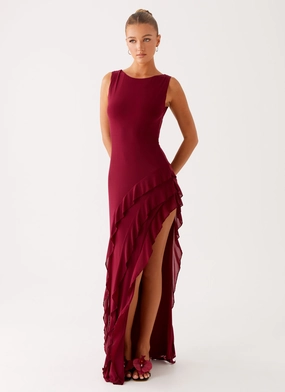 Feminine Energy Hendrix Maxi Dress - Raspberry Wine