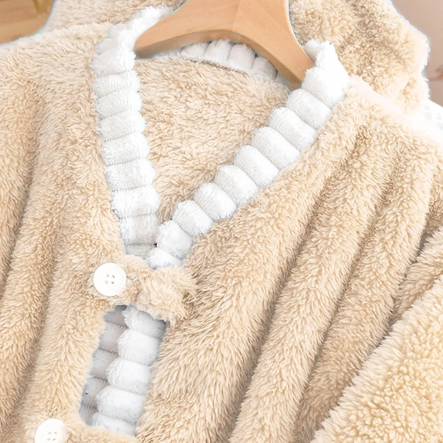 HGps8w 2 Piece Outfits for Women Fuzzy Fleece Lounge Sets, Winter Warm Button Up Sleepwear Soft Long Pants Pajamas