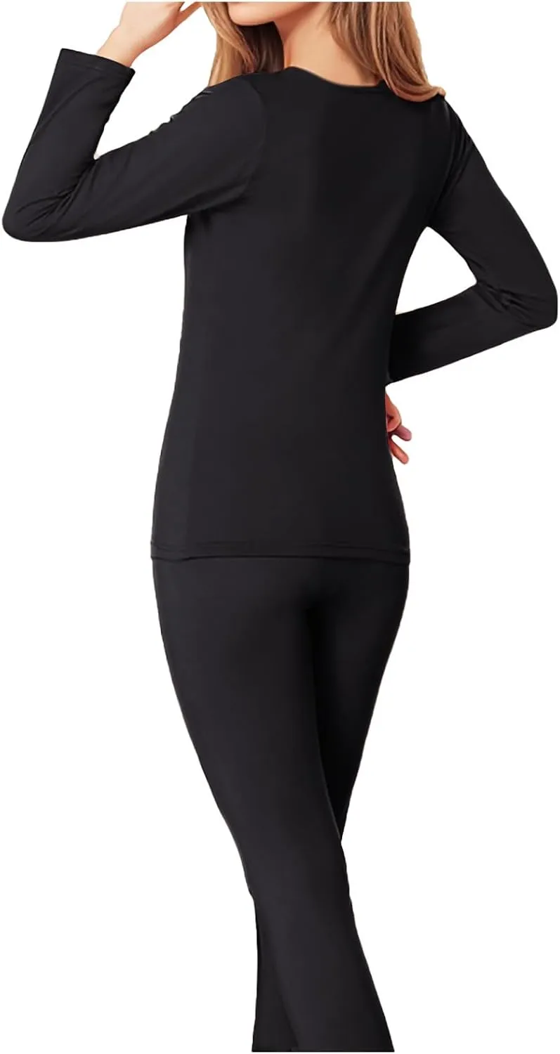 HGps8w Thermal Underwear for Women Ultra-Soft Base Layer Sets Plus Size Top & Bottom Pajamas Cold Weather Long Johns