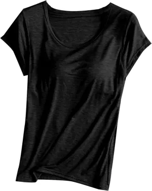 HGps8w Women's Nightgown with Built in Shelf Bra Soft Cotton Sleepwear Comfy Short Sleeve Loungewear Loose Nightshirts Dress