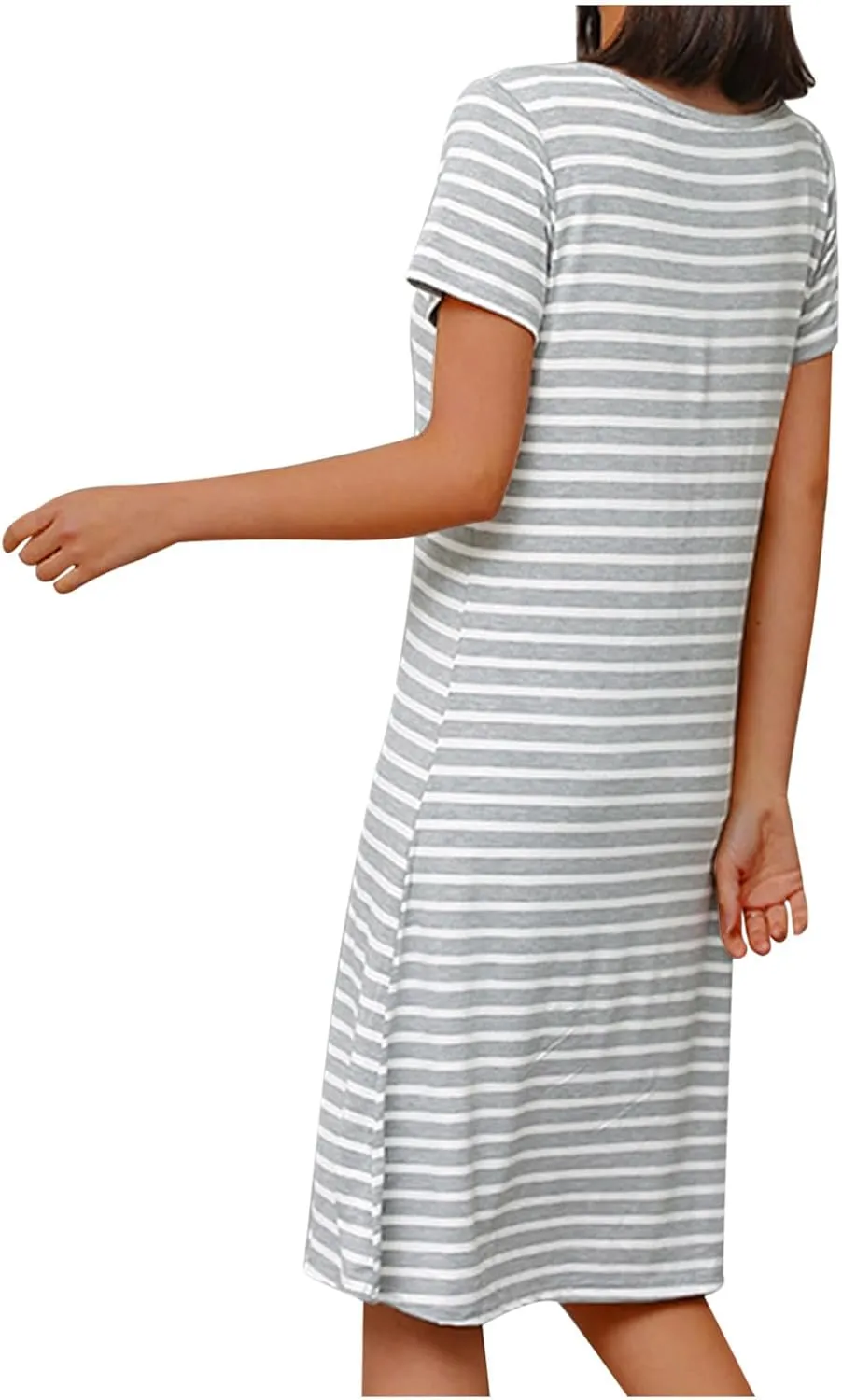 HGps8w Women's Nightgown with Built in Shelf Bra Soft Cotton Sleepwear Comfy Short Sleeve Loungewear Loose Nightshirts Dress