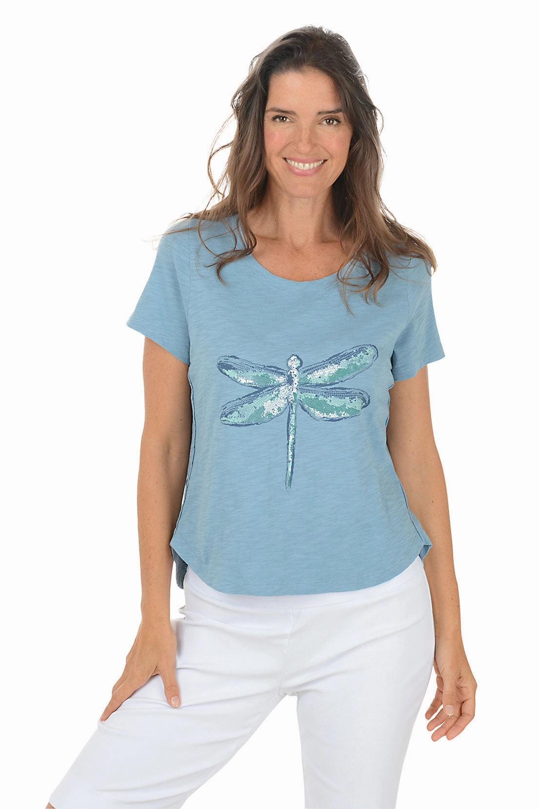 QuickDry Performance Indigo Dragonfly 100% Cotton Graphic Tee