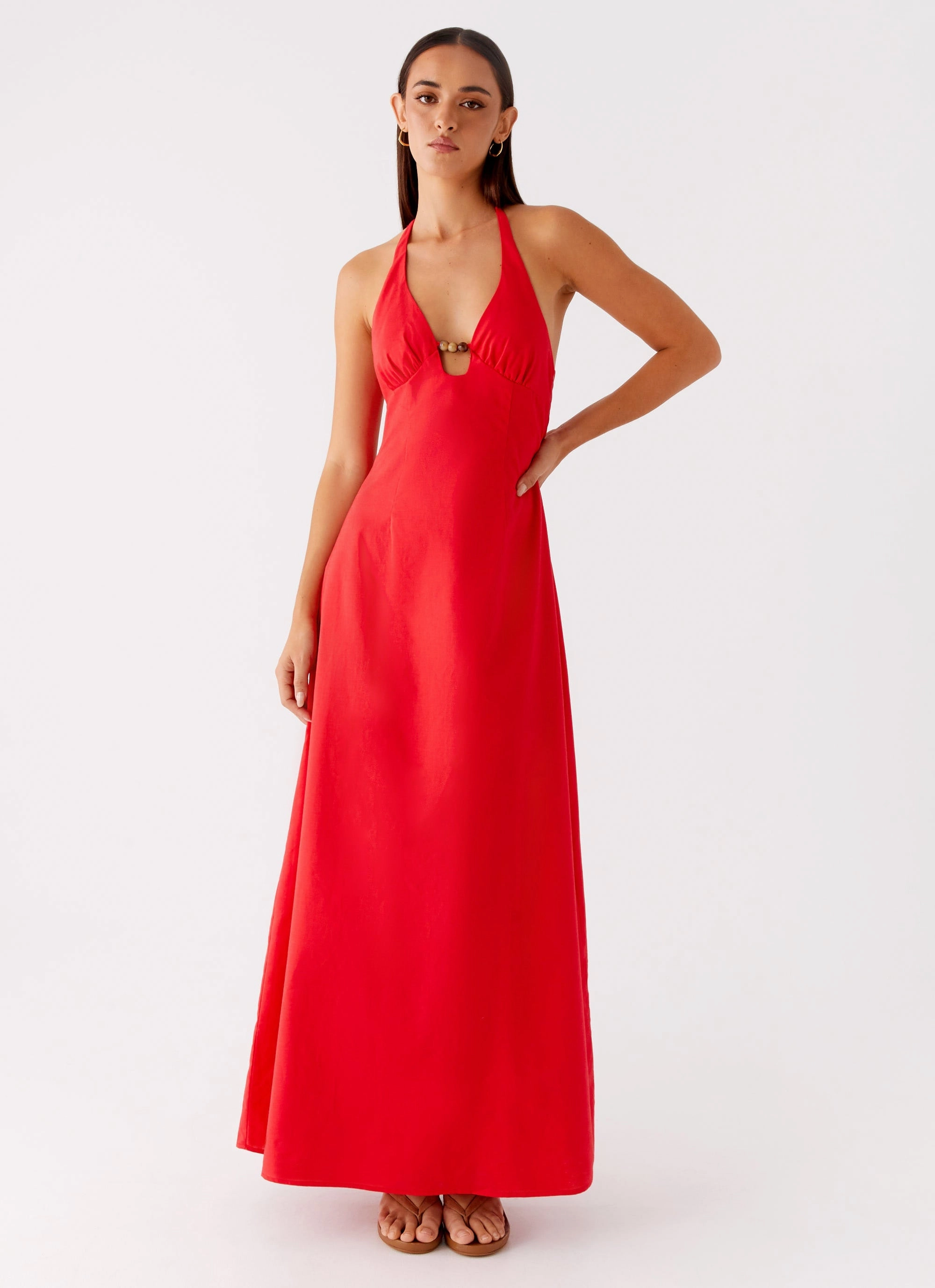 Fashionable Layer Flattering Cut Zana Maxi Dress - Red