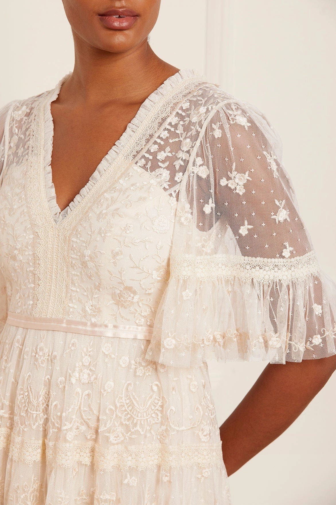 A Line Cut Work Pairing Lottie Lace Gown