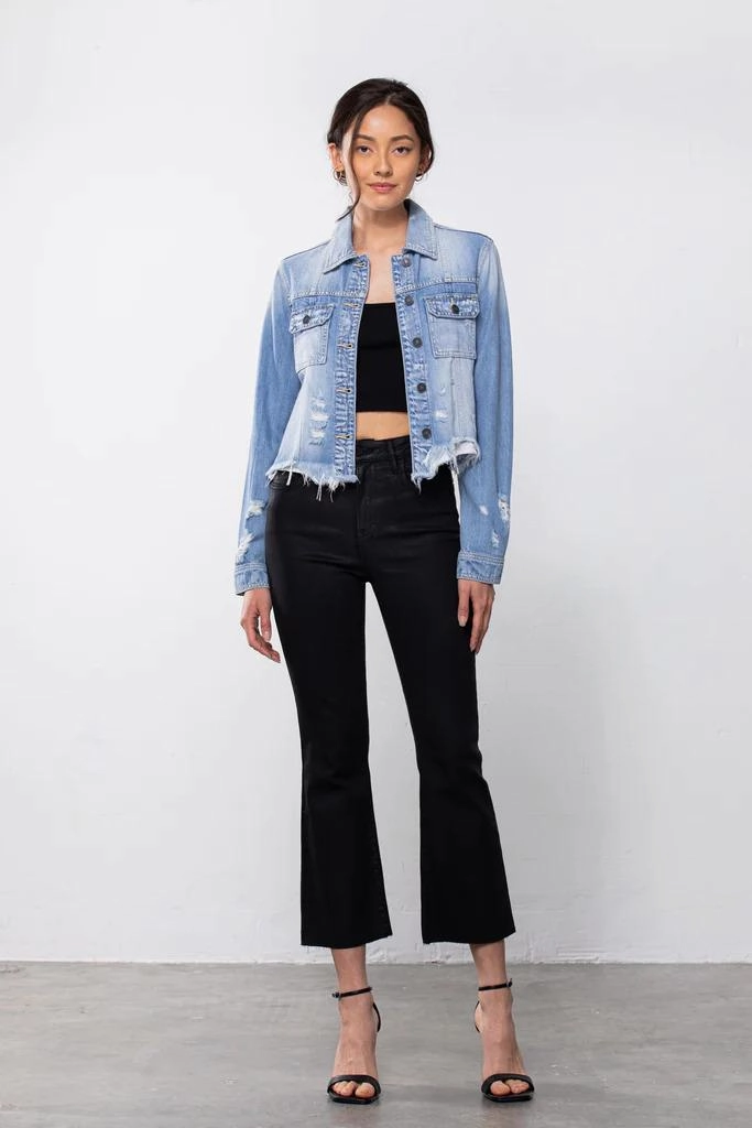 Hidden Uneven Hem Jacket Layered Look
