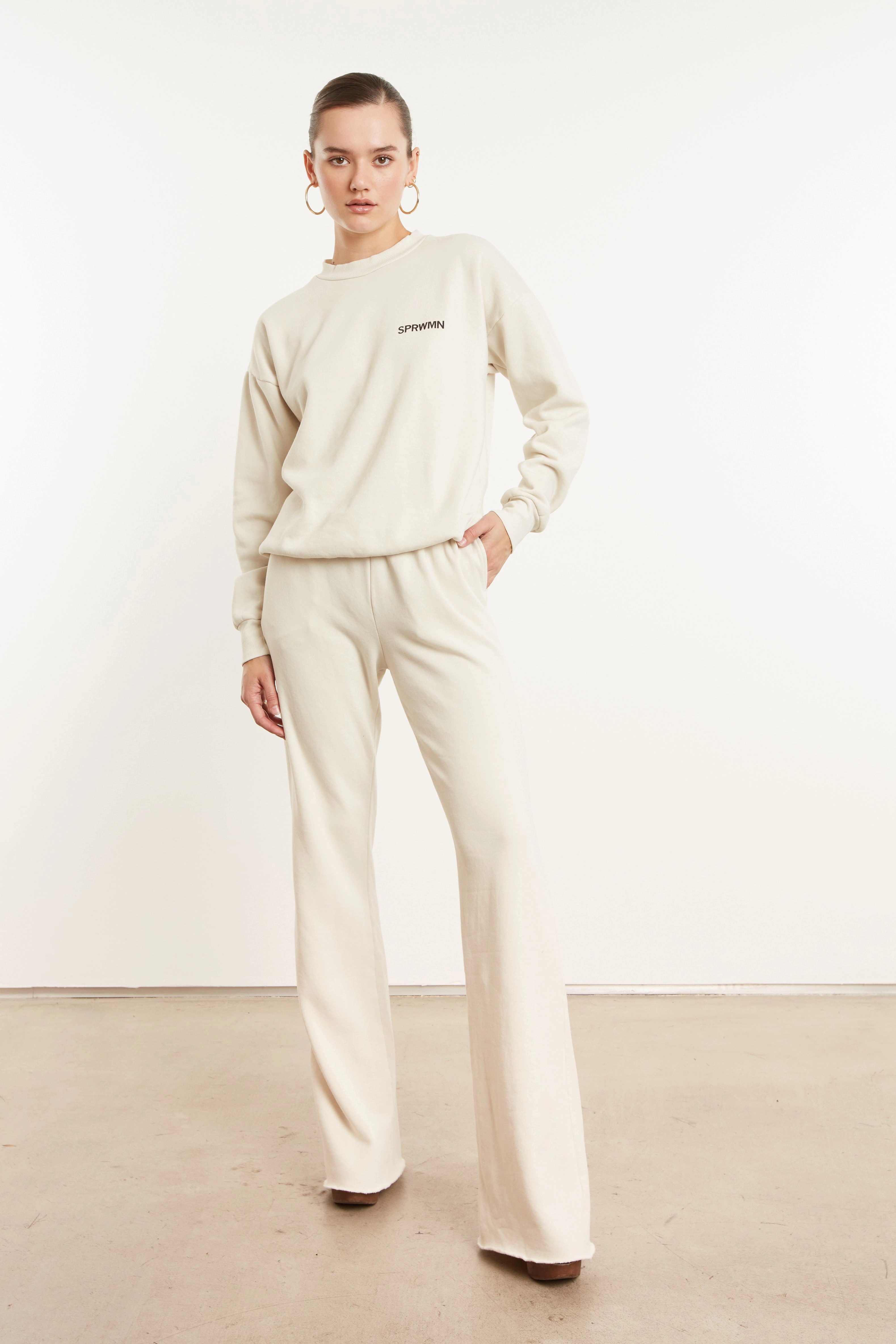 YarnDye Technique Vintage White Fleece Straight Leg Sweatpants