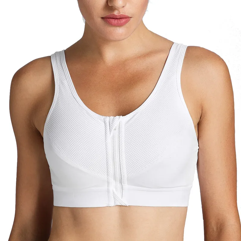 High Impact Wireless Cross Back Support Front Zip Sports Bra (Dark Red, Beige and White) - Find Ultimate Comfort and Support for Your Active Lifestyle