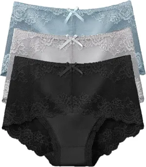 High Waist Underwear for Women 3 Pack Seamless Hipster Panties Soft Briefs Ladies Stretch Full Coverage Panties