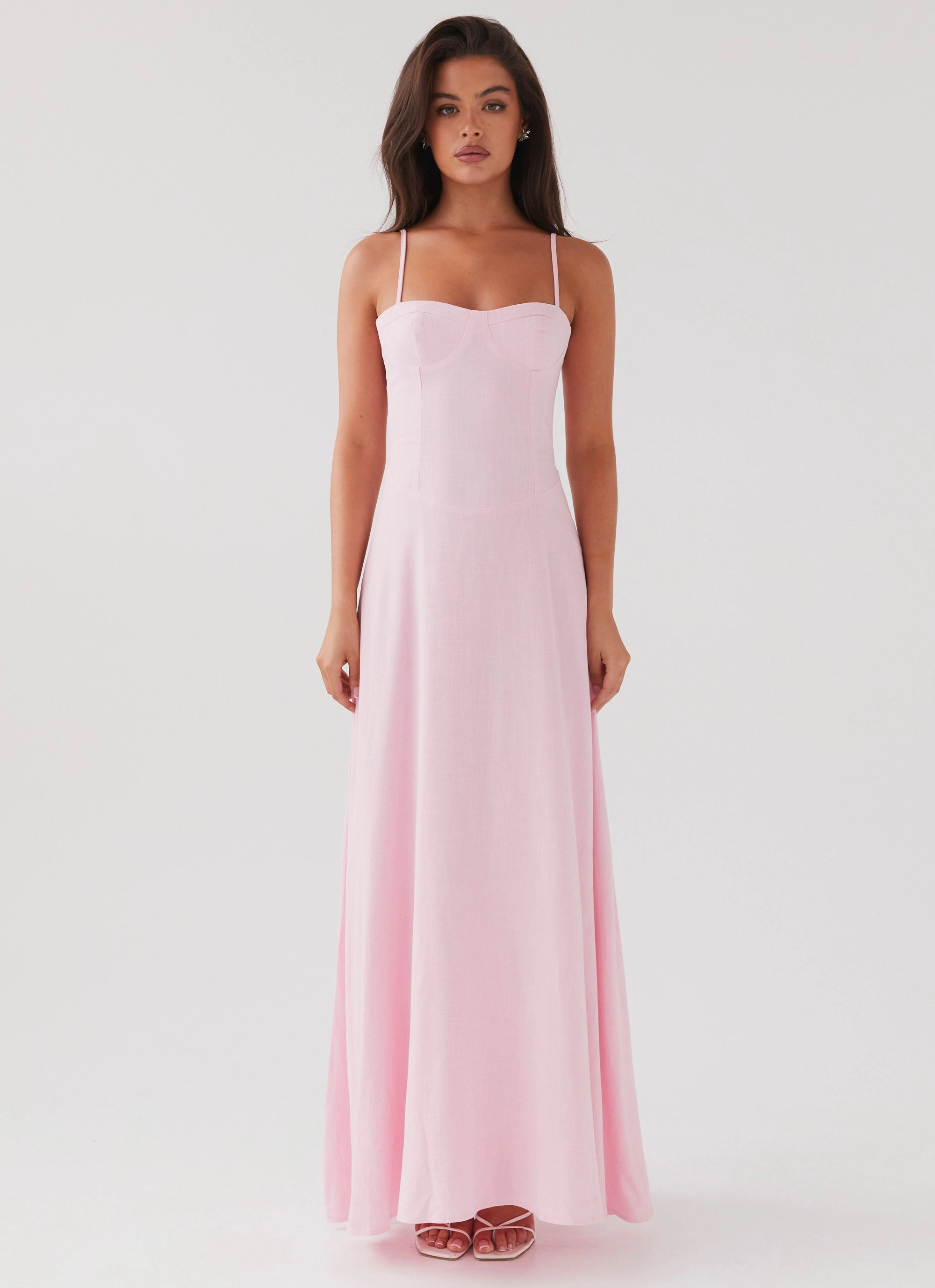 Smart Fit Angelina Linen Maxi Dress - Pink Petal