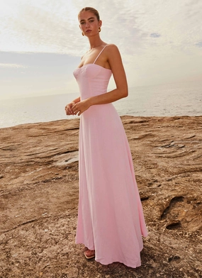 Angelina Linen Maxi Dress - Pink Petal Moment Soft Body Flow
