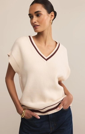 Flexible Waistband Z Supply Fletcher Sweater Vest in Crystal