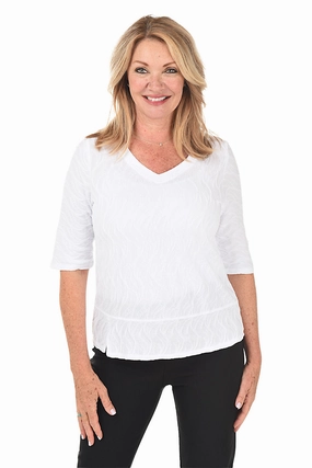 Rippled Waves Elbow Sleeve Top Antibacterial Fabric FlexibleRibbing