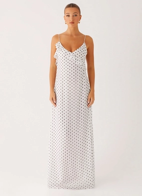 Casual Smart Pink Glow Harri Maxi Dress - White Polka Dot