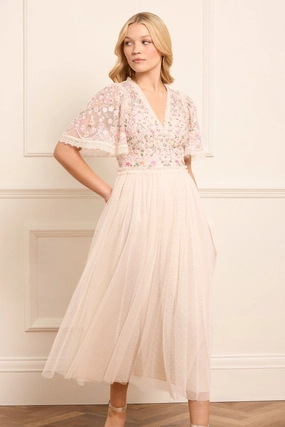 Soft Air Rosie Lace Bodice Short Sleeve V-Neck Ballerina Dress
