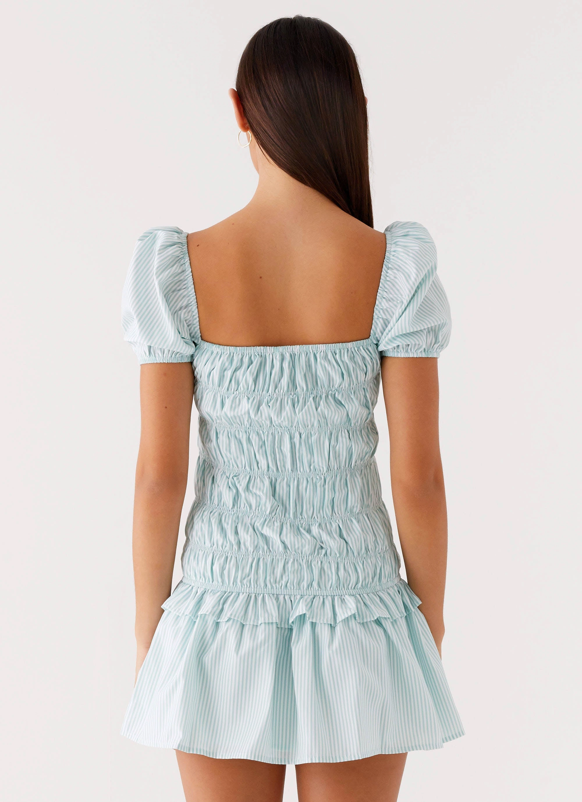 Yolene Mini Dress - Green Gingham Grace Vibe