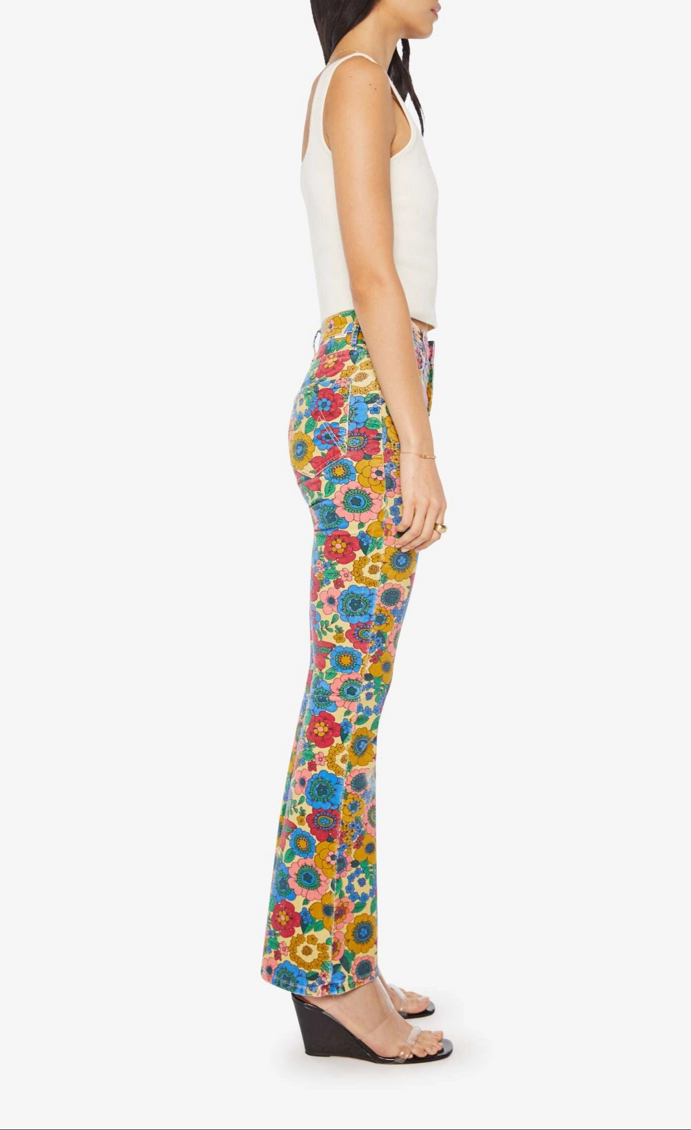 High Waisted Weekender Skimp in Track And Flower Fields Base Style Casual Element