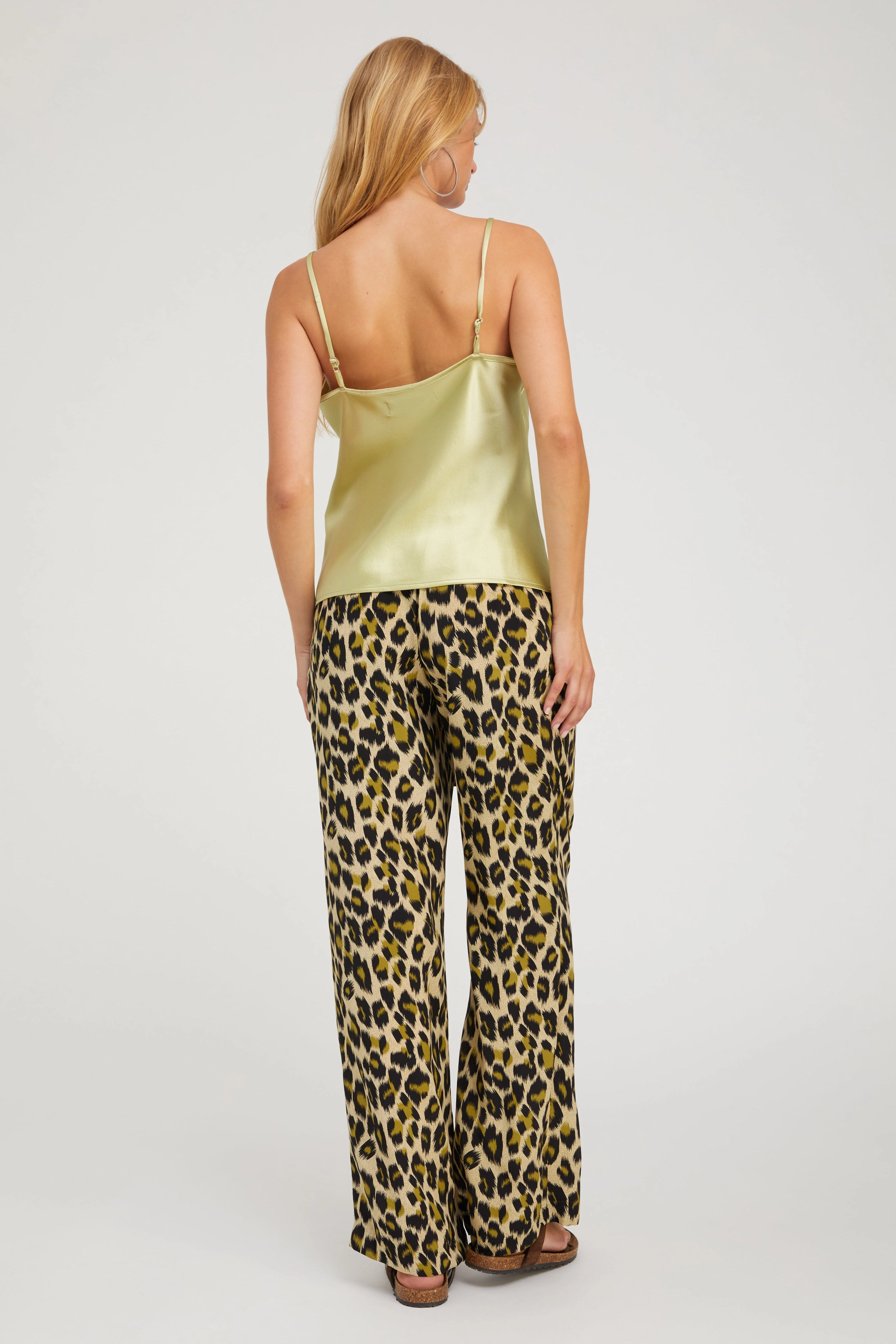 Green Leopard Silk Kauai Pants Thermal Regulating Fabric Fit Flex