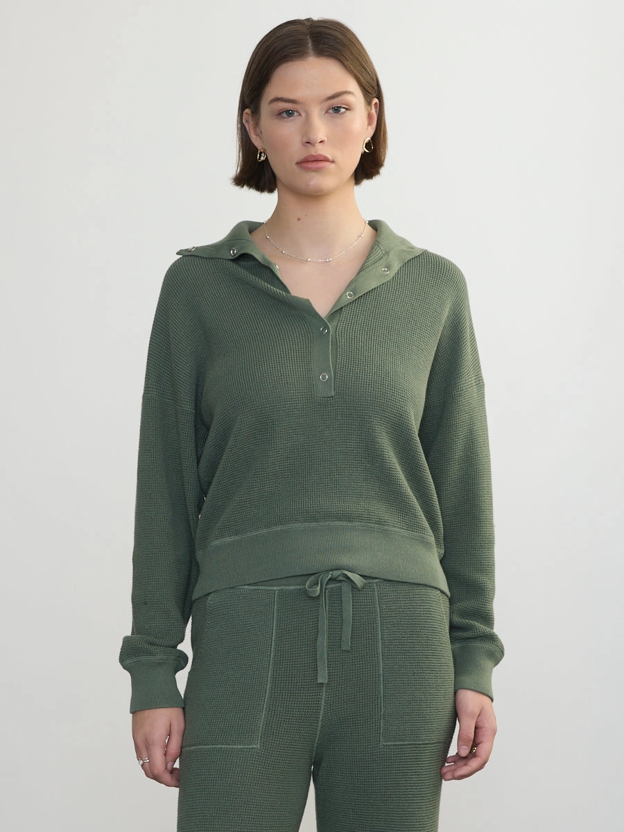 HENLEY WEDGY PULLOVER Sheer Overlay Material