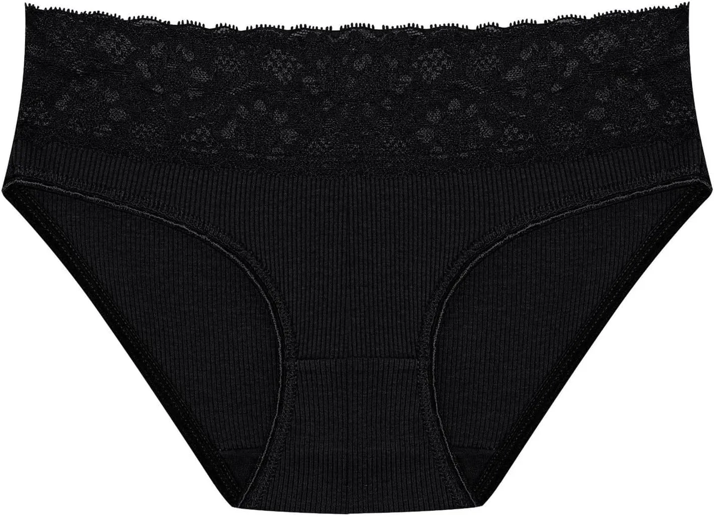 Hipster Panties for Women Mid Waist Lace No Show Bikini Briefs Seamless Cheeky Underwear Ladies Soft Stretch Brief