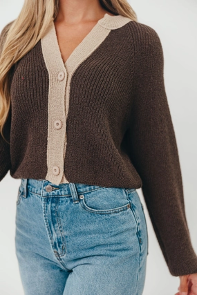 Holland Cardigan Top in Warm Charcoal TemperatureRegulating