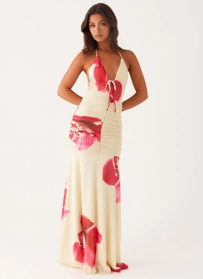 Hollywood Maxi Dress - Orchid Yellow Drape Wave