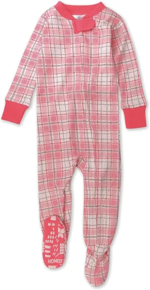 HonestBaby Baby 100% Organic Cotton Classics Non-Slip Footed One-Piece Zip-Front Pajamas