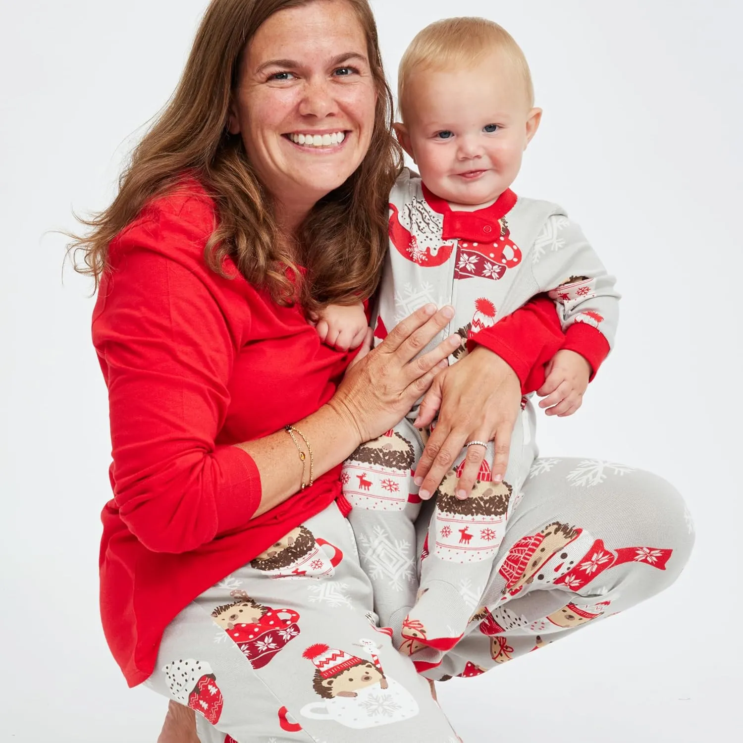 HonestBaby Baby 100% Organic Cotton Holiday Non-Slip Footed One-Piece Zip-Front Pajamas