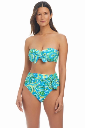 NoSlip Grip OdorResistantFinish More Is More Tie-Front Bandeau Bikini Top