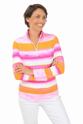 Hot Pink Amy Watercolor UPF50  Sun Shirt slim fit