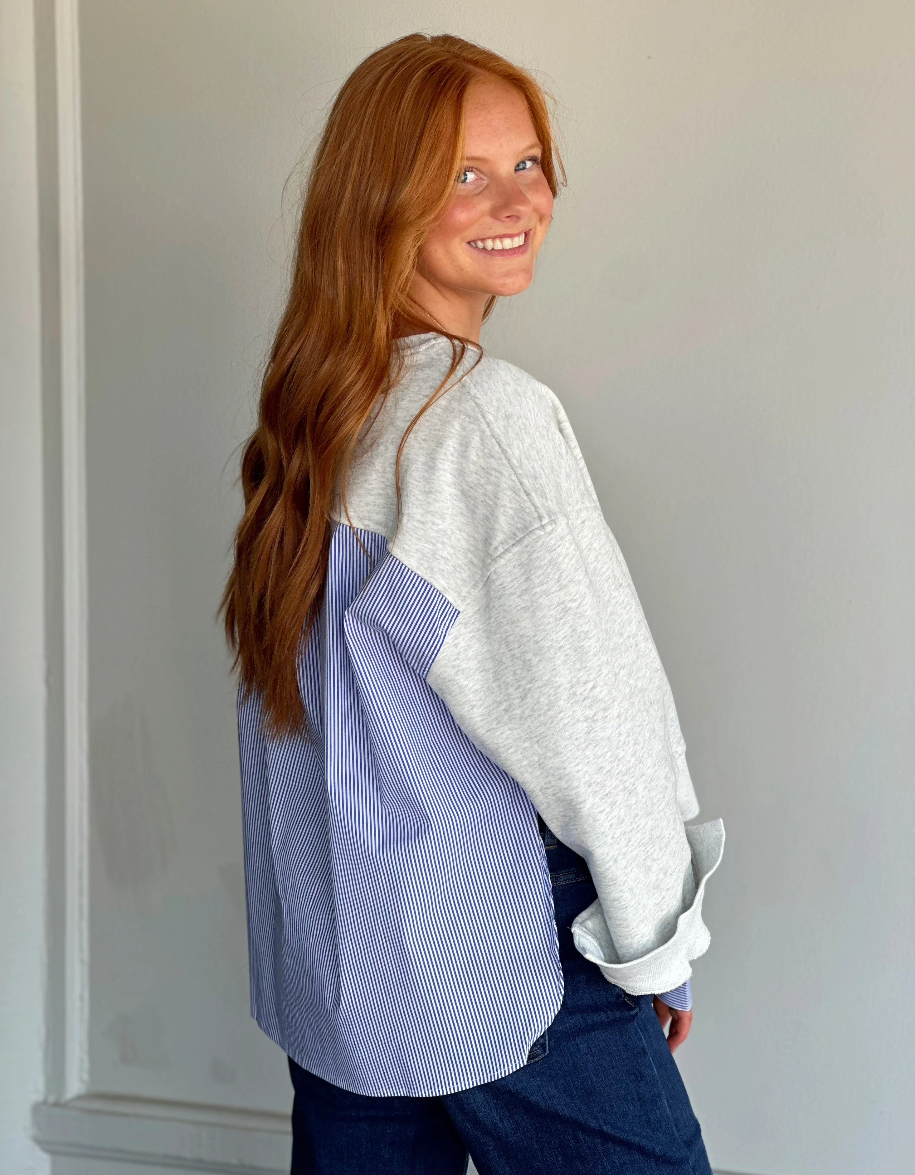Already There Grey Sweater Loose Tee