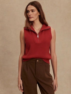 Varley Amina Half-Zip Knit in Lava Falls Four Way Stretch Fabric