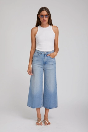 Woolfe Denim Culotte Pants Wrinkle Resistant Treatment