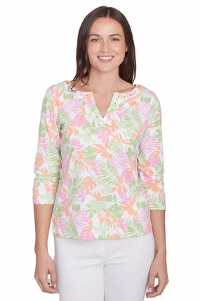 Neutral Tone Stitching I Pink I Can Studded Neck Top