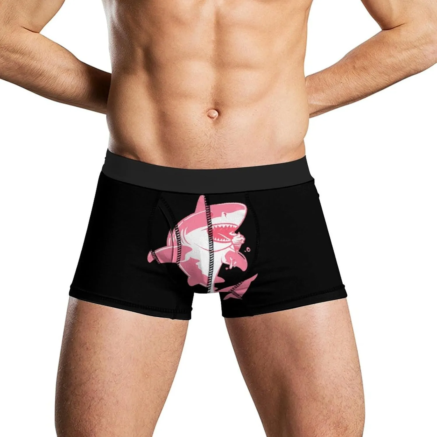 Ice Cream Shark Mens Boxer Brief Funny Underwear Trunks Breathable Soft Printed Shorts