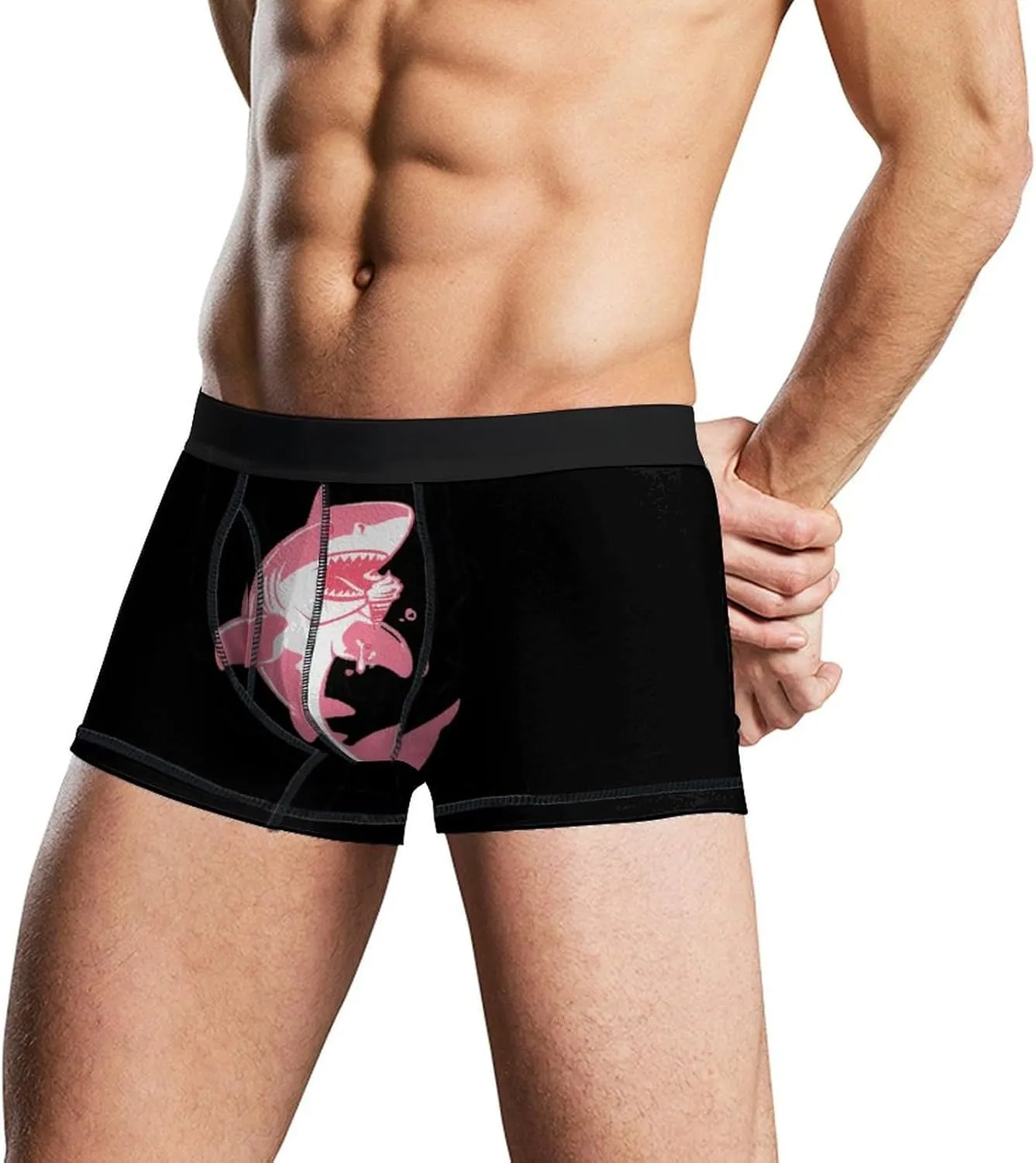 Ice Cream Shark Mens Boxer Brief Funny Underwear Trunks Breathable Soft Printed Shorts