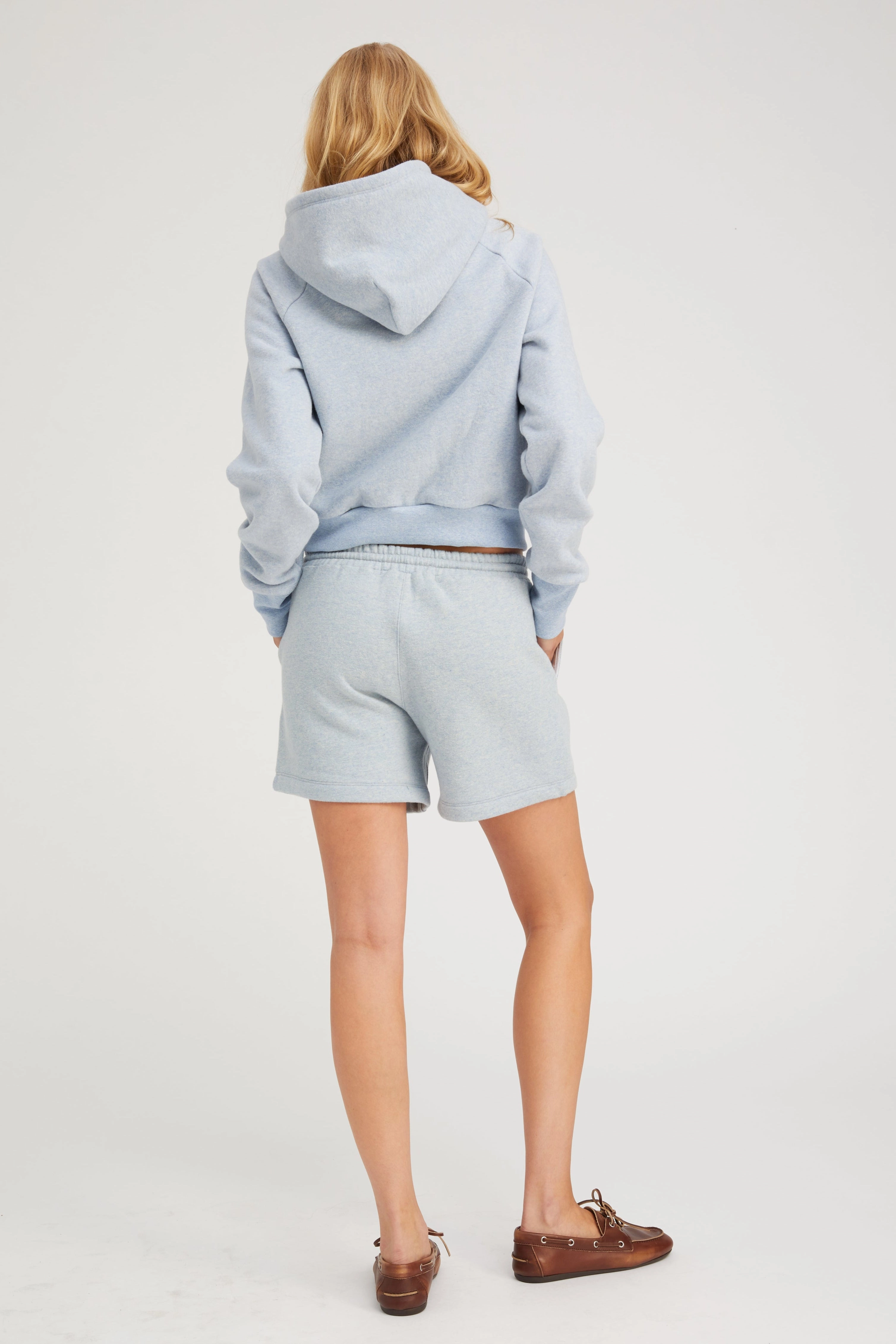 Ice Blue Melange Sweatshorts Snag Proof Weave Durable Reinforced Elbow Patches