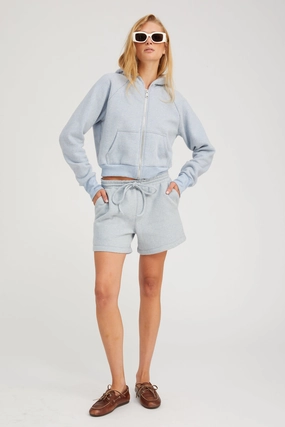 Wrinkle Resistant Weave Durable Weave Ice Blue Melange Sweatshorts