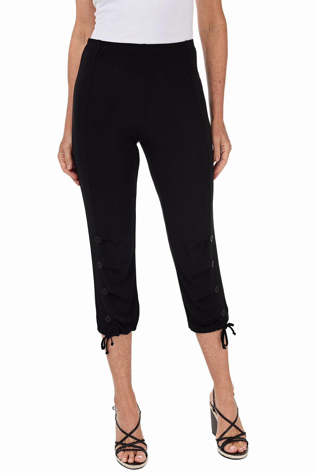 Stable Shape Pull-On Button Leg Ankle Pant