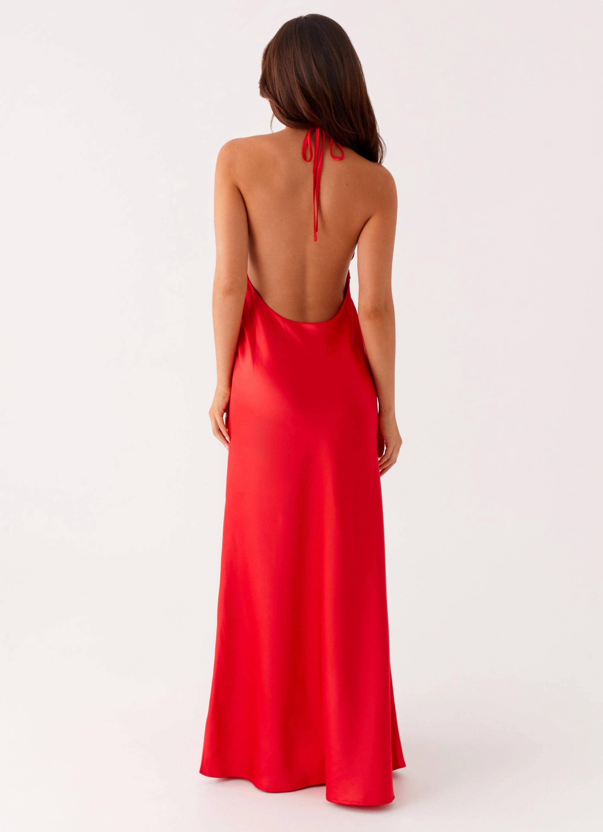 Idol Maxi Dress - Red Drawstring-Closure