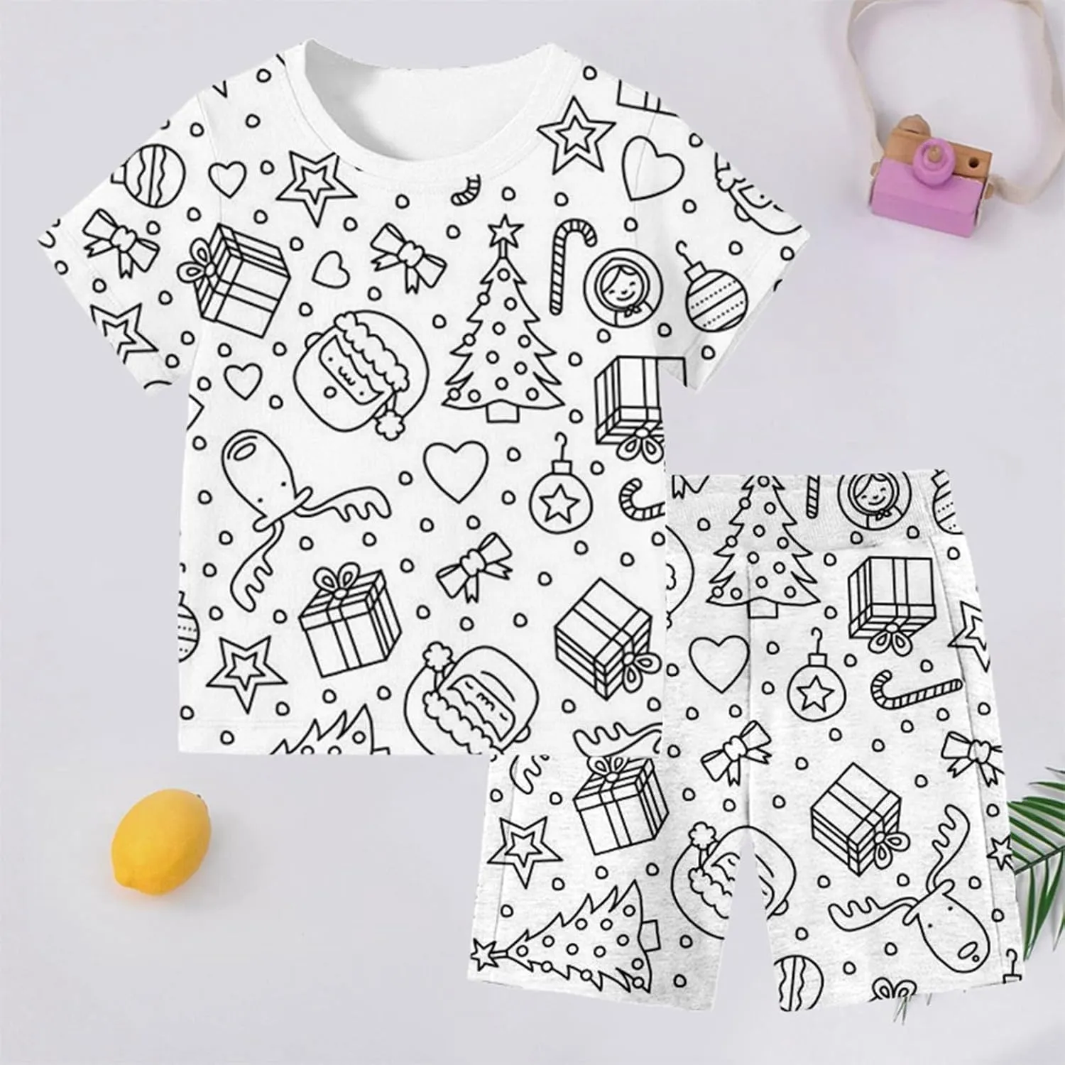ids DIY Colorable Pajamas Set -2 Piece Hand Painted Sleepwear Creative Art Activity, Fun Gift for Birthdays & Holidays