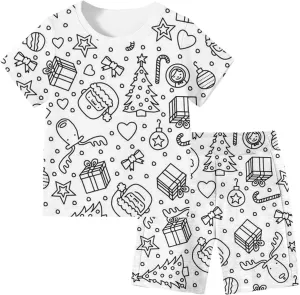 ids DIY Colorable Pajamas Set -2 Piece Hand Painted Sleepwear Creative Art Activity, Fun Gift for Birthdays & Holidays