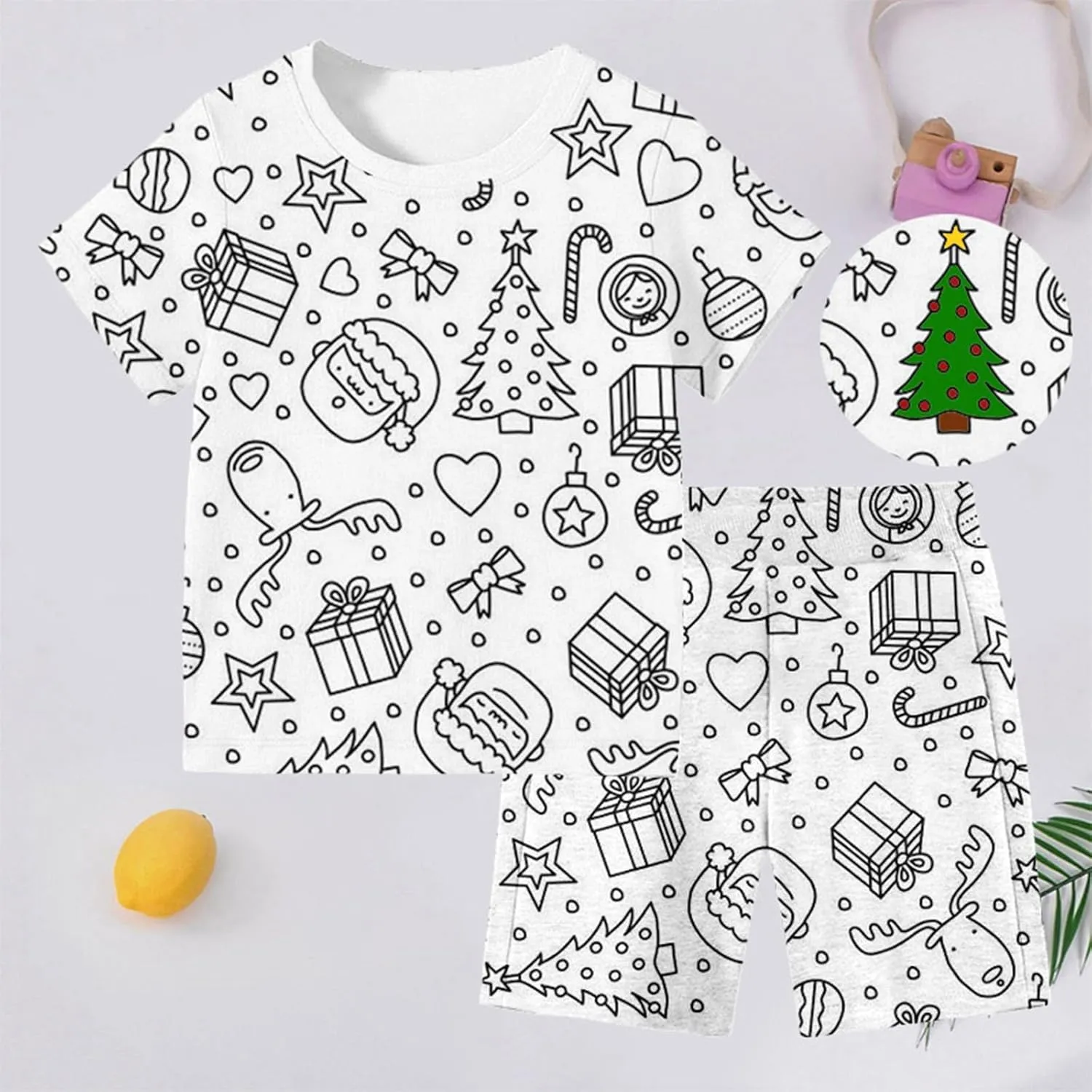 ids DIY Colorable Pajamas Set -2 Piece Hand Painted Sleepwear Creative Art Activity, Fun Gift for Birthdays & Holidays