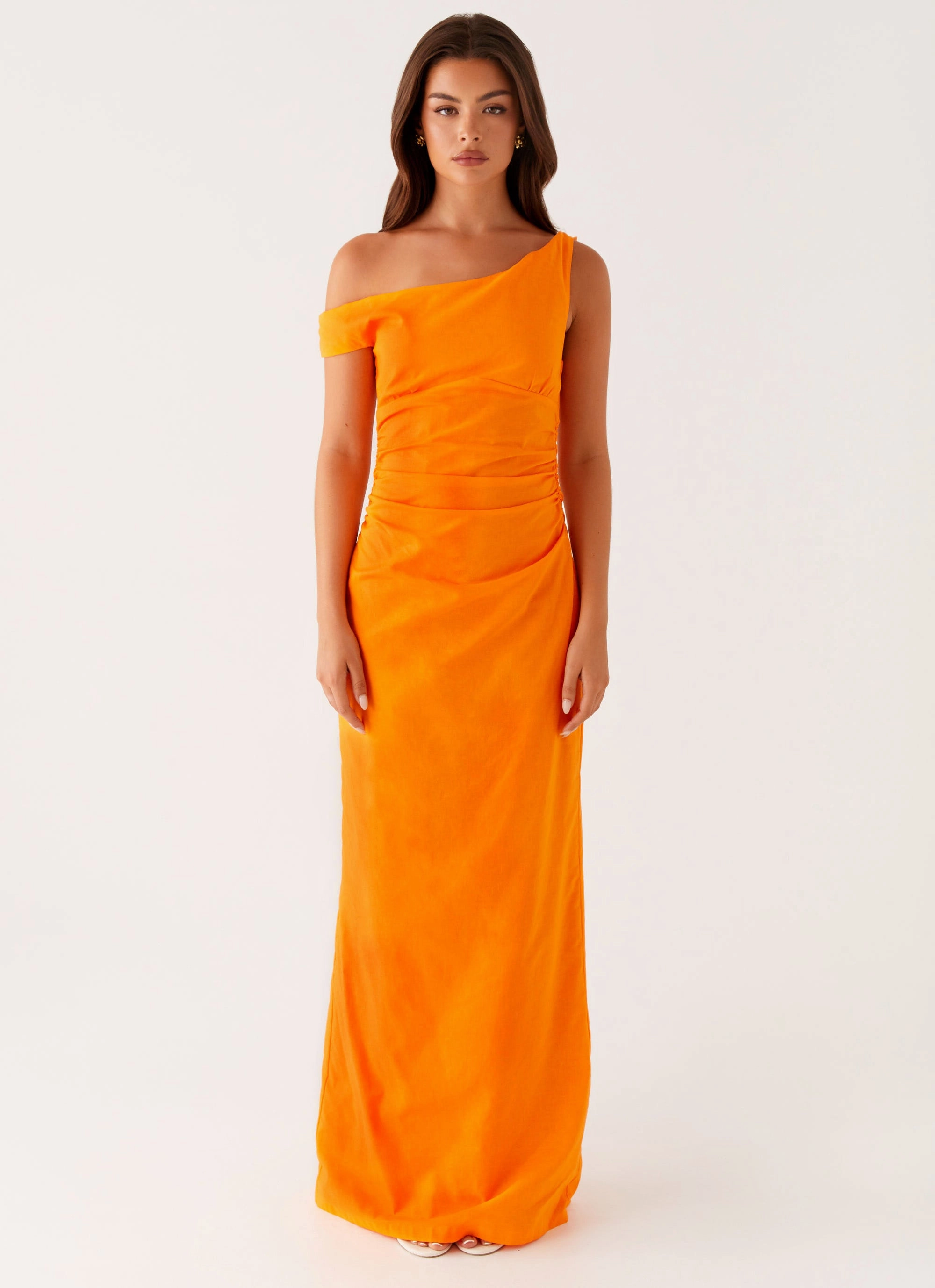 Satin-Sleeve Ignite Maxi Dress - Orange