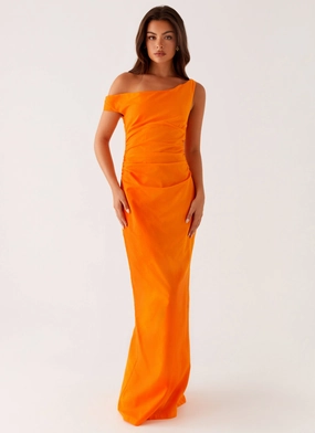 Matte-Lining Fitted Neat Ignite Maxi Dress - Orange