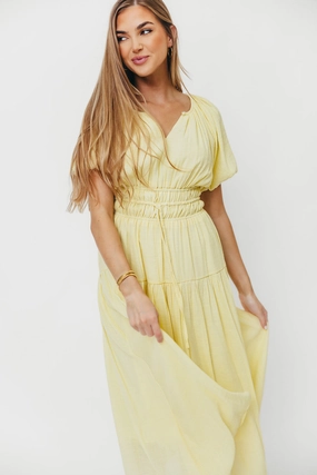 Pamela Elegant Tiered Maxi Dress in Light Yellow *Final-Sale* Fashion-Forward Lunch Date