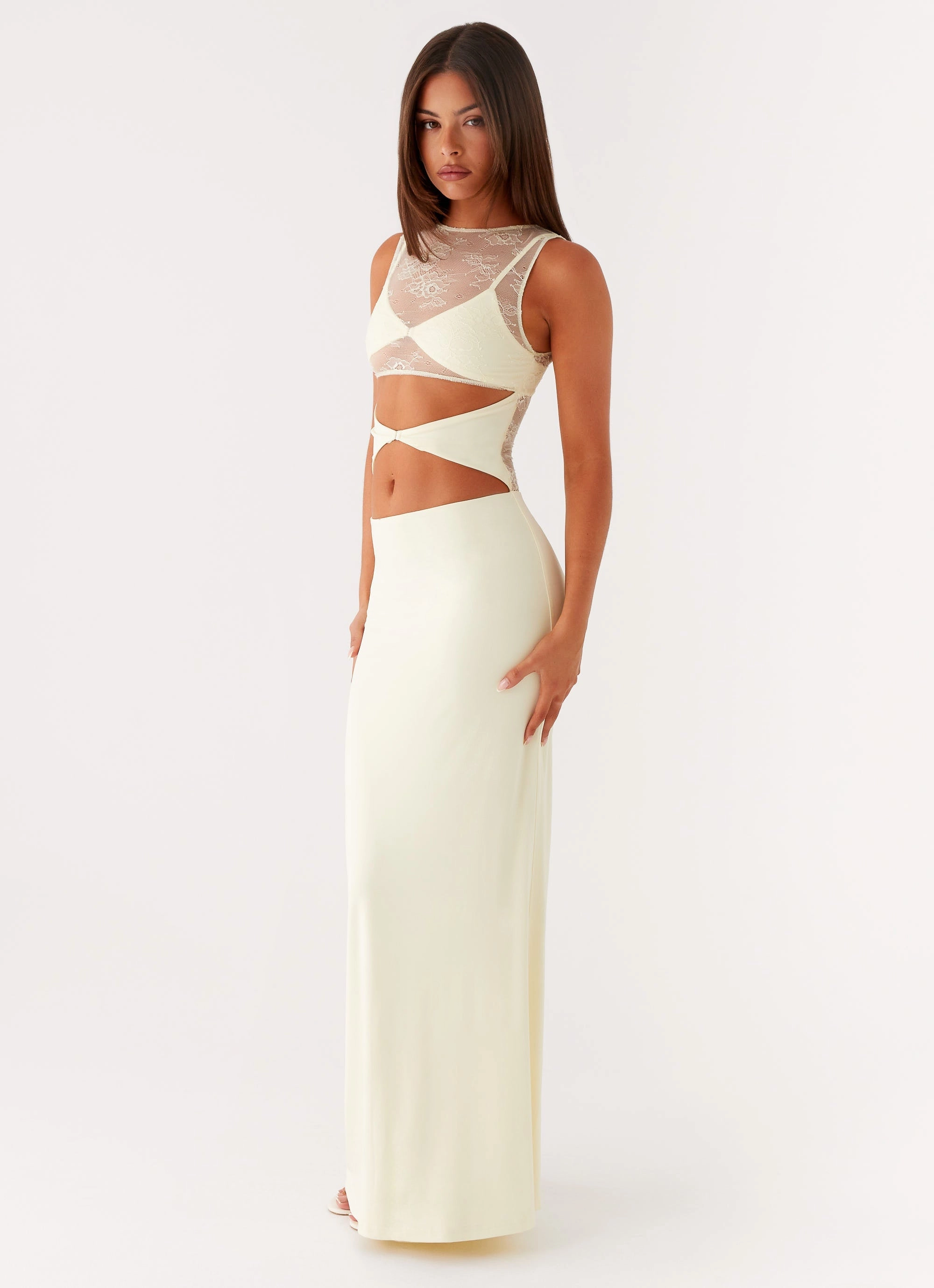 Imperial Maxi Dress - Yellow Zip Closure All Purpose