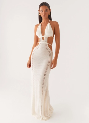 Formal Choice In Motion Cut Out Crochet Maxi Dress - White