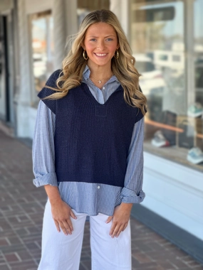 summer top In The Breeze Navy Sweater