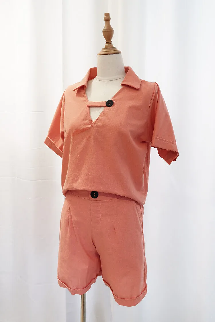 Ina Collared Linen Coordinates