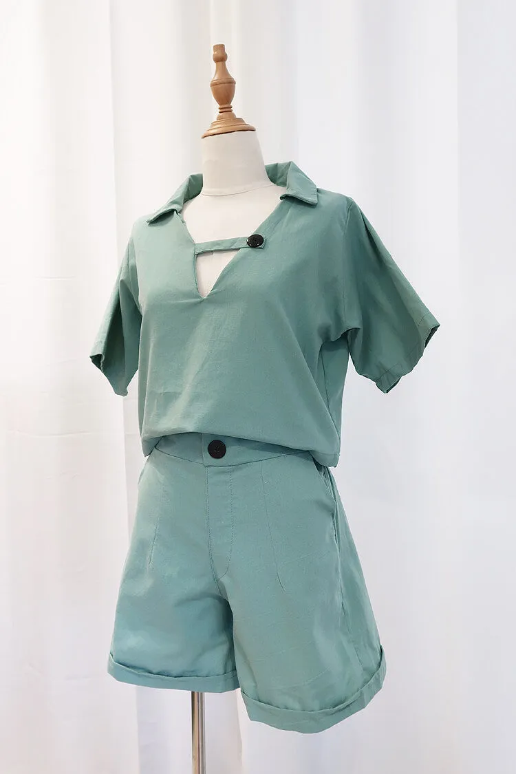 Ina Collared Linen Coordinates